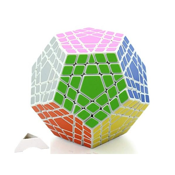 HappyToy ShengShou 5x5x12 megaminx dodécaèdre 5x5 gigaminx personnalisés megaminx Cube 12 Surface + Un trépied Blanc