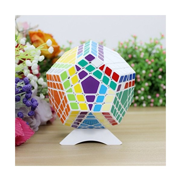 HappyToy ShengShou 5x5x12 megaminx dodécaèdre 5x5 gigaminx personnalisés megaminx Cube 12 Surface + Un trépied Blanc