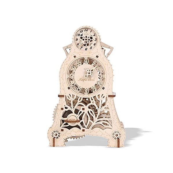 Puzzle en Bois 3D Kits de modèles dhorloge de Machines en Bois - Horloge de Bureau de Tour - Pendule de minuterie