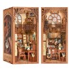 Fsolis Book Nook Kit, DIY Mini maison de poupée, avec meubles en bois et lumières LED, Puzzle en bois 3D, Inserts de Coin de 