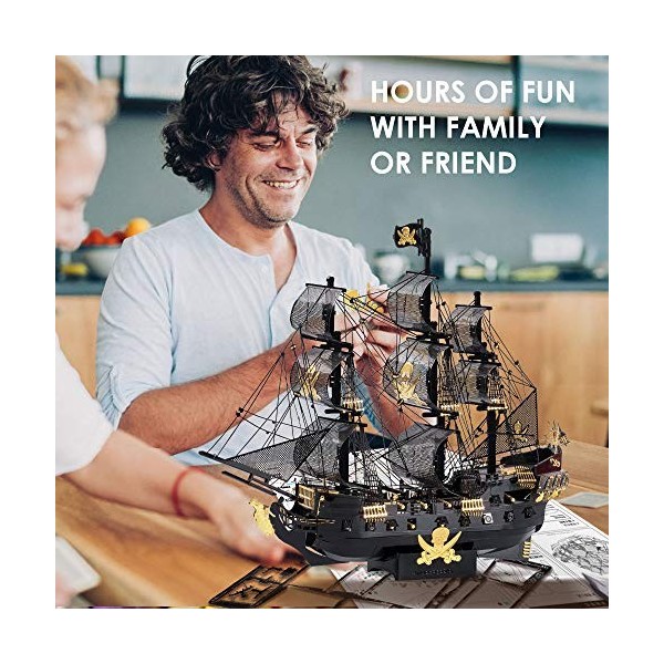 Piececool Puzzle 3D en Metal pour Adulte -Perle Pirate Noir Bateau Kit de Modèle 3D Metallique en Metal pour Adulte