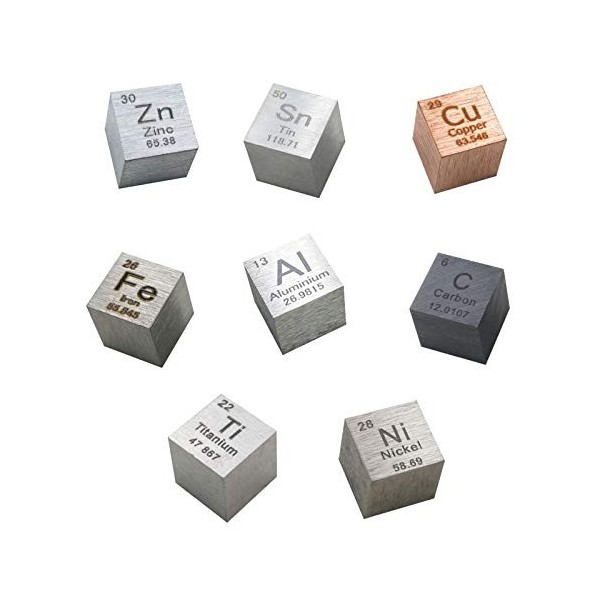JKGHK Element Cube Set 10mm Densité Cubes Métal Cubest Titanium Carbon Nickel Cuivre Cuivre Zinc Aluminium Tin pour Collectio