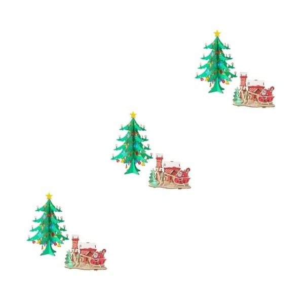 Toyvian 6 Pièces Puzzle De Modèle darbre De Noël Stéréo 3D Casse-tête Puzzle De Construction danimaux Modèle darbre Dasse