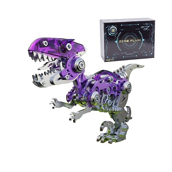 Explorers Puzzle 3D en métal - 160 pièces - Puzzle 3D Velociraptor - Pour adultes et adolescents - Créatif - Noir transparent