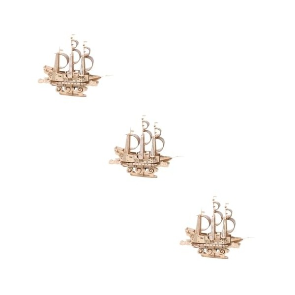 ibasenice 3 Pièces Jouet Voilier en Bois Bateau De Puzzle 3D Modèles pour Adultes à Construire Casse-tête De Bateau Puzzle De