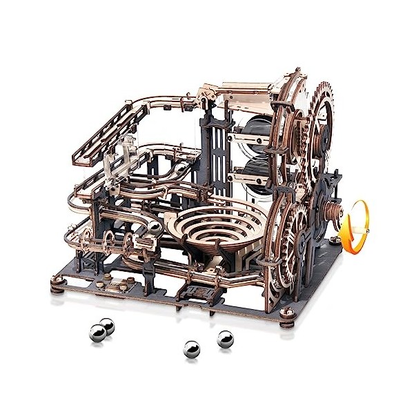 ROBOTIME Puzzle 3D Bois Course de Marbre - Maquette pour Adultes avec Boule en Acier - Night City - Cadeau Parfait pour Un An