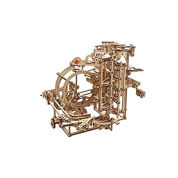 UGEARS Kit de Course à Billes en Bois - Cadeau de fête des pères Puzzle 3D Palan à Billes en Bois avec mécanisme de Levage à 