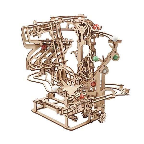 UGEARS Puzzle 3D Marble Run Chain - Cadeau de fête des pères Puzzles en Bois 3D créatifs pour Adultes avec Moteur à élastique