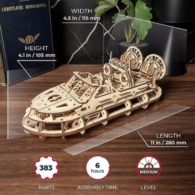 UGEARS Aéroglisseur de Sauvetage - Maquette en Bois à Construire Aéroglisseur - Puzzle 3D Bois Aéroglisseur - Modélisme Maque