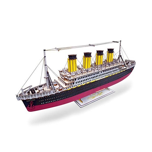 GuDoQi Puzzle 3D Bois, Maquette de Titanic en Bois a Construire pour Adulte et Collectionneurs, Jouet dAssemblage Bricolage,