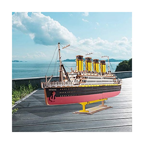 GuDoQi Puzzle 3D Bois, Maquette de Titanic en Bois a Construire pour Adulte et Collectionneurs, Jouet dAssemblage Bricolage,