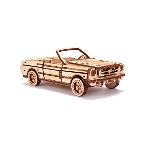 Wood Trick Cabriolet Car Mini 3D Wooden Puzzle for Adults and Kids to Build - 6.7 x 2.8 in - Mechanical Moving Parts - Wood M