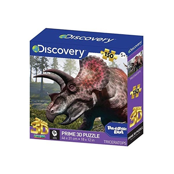 Prime Puzzle lenticulaire 3D Discovery Tricératops 3D 46 cm x 31 cm 150 pièces Jeux et Puzzles à partir de 5 Ans