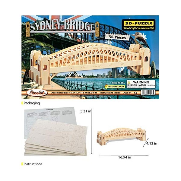 Puzzled Puzzle Sydney Bridge Natural Wood 3D Puzzle