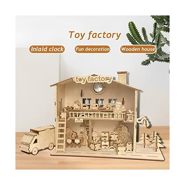 KaAfaL Puzzles 3D - Modèle en bois dusine de jouets - Puzzle tridimensionnel Jouet éducatif Cadeau for enfants - Cadeau for 