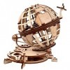 Zxqiang Puzzles 3D Globe en Bois,Kit De Construction en Bois en Rotation,Globe Mécanique,Assemblage Stéréo en Bois Créatif Br