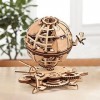 Zxqiang Puzzles 3D Globe en Bois,Kit De Construction en Bois en Rotation,Globe Mécanique,Assemblage Stéréo en Bois Créatif Br