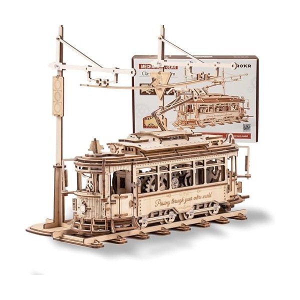 ROKR Tram Puzzle 3D en Bois, Maquette en Bois a Construire pour Adulte,Idée de Cadeau de Décoration de Bureau LK801 