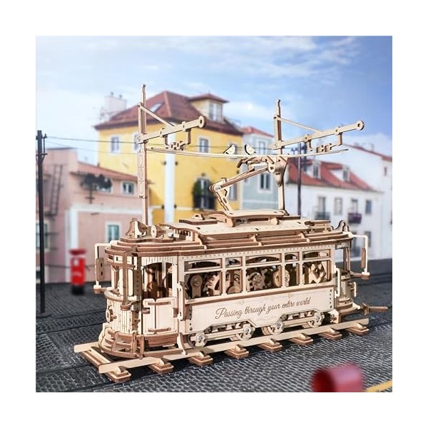 ROKR Maquette en Bois a Construire Puzzle en Bois 3D Cadeaux pour Adultes et Enfants Tramway Urbain Classique, Modèle de Voit