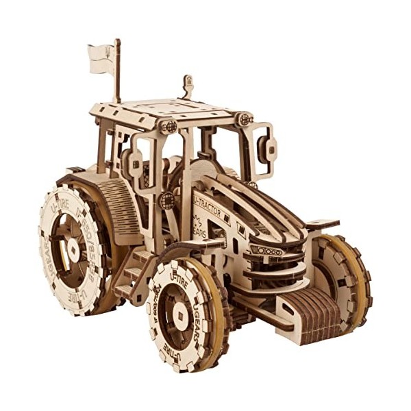 UGEARS Puzzle 3D El Tractor GANA - Maqueta Para Construir Para Adultos de Tractor de Madera Potente Con depósito de Papel Ple