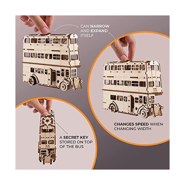 UGEARS Harry Potter Knight Bus Maquette en Bois a Construire - Puzzle 3D Bois pour Adulte - Maquette Bois Mécanique - DIY Kit