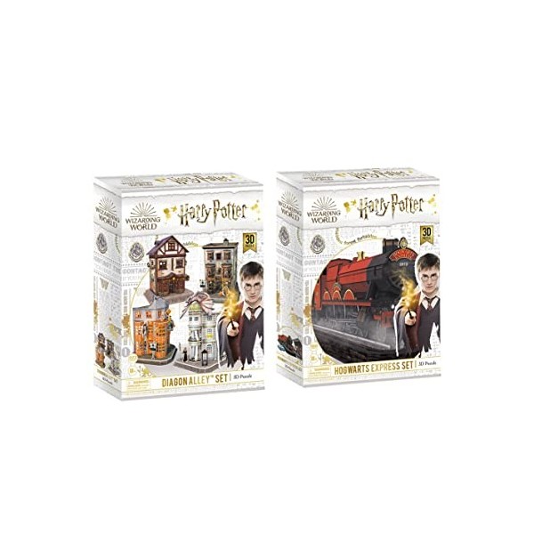 Puzzle 3D Harry Potter - Pack 2 en 1, Puzzle Harry Potter Train Express et Set Ruelle, Maquette Harry Potter, Puzzle 3D Enfan