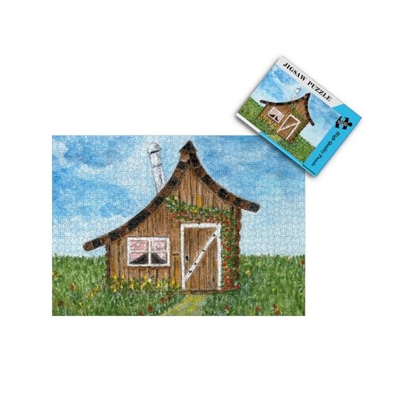 Puzzle Adulte 2000 Pièces Puzzle 3D Mur Art Creative Maisons en Bois et Champs de Fleurs Décor À La Maison 70x100cm