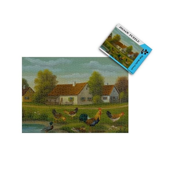 Puzzle Adulte 2000 Pièces Puzzle 3D Mur Art Creative Maisons en Bois et Champs de Fleurs Décor À La Maison 70x100cm