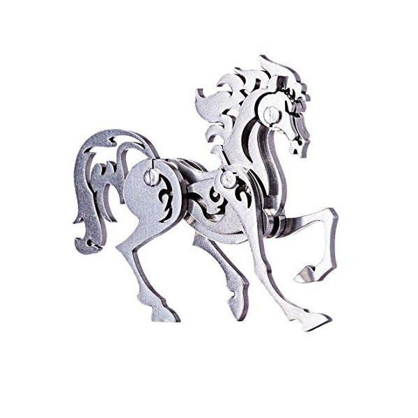 Puzzle 3D métal Ferghana Modèle Cheval Puzzle, 3D Acier Inoxydable DIY Assemblé Amovible Modèle Tige Jouet Éducatif pour Enfa