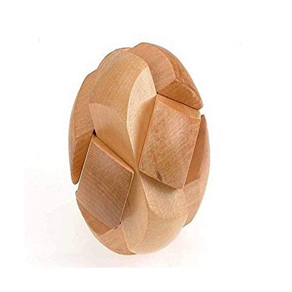 StealStreet SS-CQG-6101 3" Light Beige Wooden Soccer Ball Brain Teaser 3D Puzzle