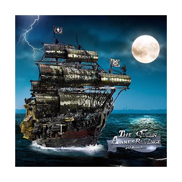 Piececool Puzzle 3D en métal pour adultes,Puzzle 3D,Bateau pirate de la Revanche de la Reine Annes,Bricolage,Maquette en mét