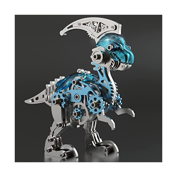 UpGLeuch Puzzle en métal 3D coloré pour adultes - Kit de modélisme dinosaure en métal 3D - Modèle de parasaurolophus avec out