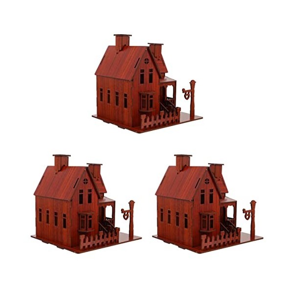 ibasenice 3 Pièces Casse-tête Maison 3D Puzzle pour Enfants Puzzles De Construction 3D Kit De Construction De Modèle De Brico