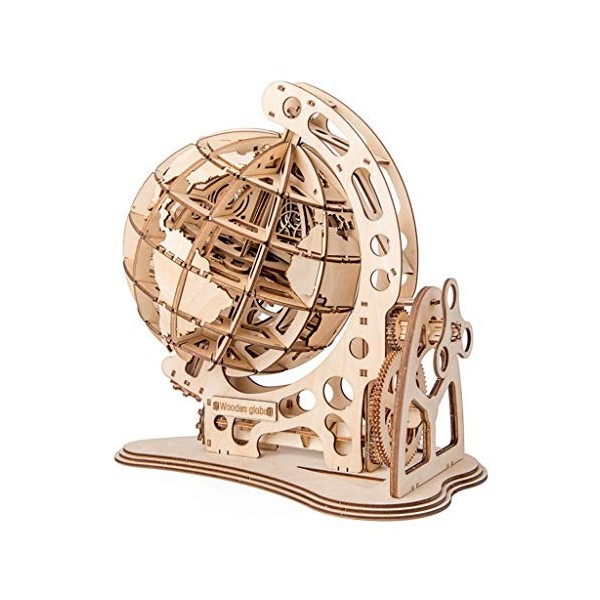 KINTRADE 3D Globe en Bois Puzzle DIY Mécanique Mécanisme Dentraînement Modèle Transmission Gear Rotation Assemblage Décorati