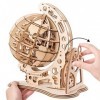 KINTRADE 3D Globe en Bois Puzzle DIY Mécanique Mécanisme Dentraînement Modèle Transmission Gear Rotation Assemblage Décorati
