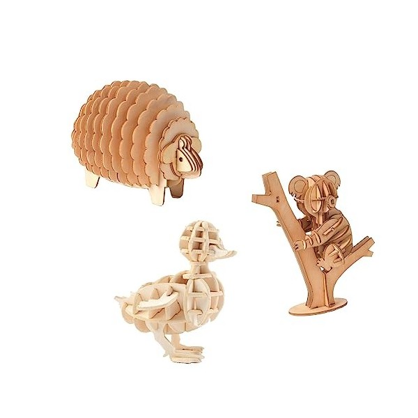 KaAfaL Puzzles 3D - Animaux en bois dans divers jouets - Décoration de bureau/loisirs/cadeaux for adolescents et enfants - Ca