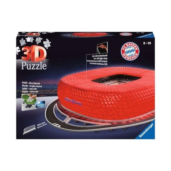 Ravensburger - Puzzle 3D Building - Stade Allianz Arena illuminé - A partir de 8 ans - 216 pièces numérotées à assembler sans