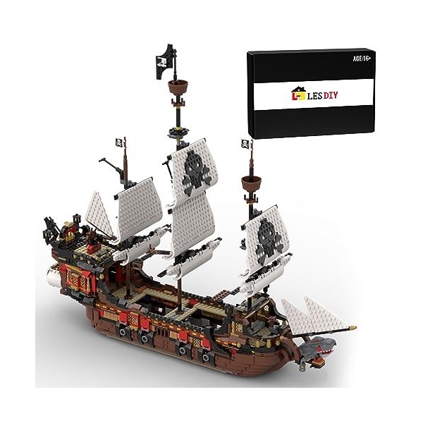 Explorers MOC-134441 Bateau pirate médiéval Briques de construction Modèle bateau navire kits de jouets de construction, cade