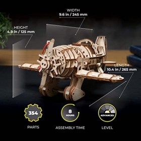 UGEARS Mécanique Maquette Avion Bois - Frelon Fou - Vintage Modèle Avion Légendaire des années 1930 Puzzle Bois 3D avec Moteu