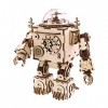 HIZQ Puzzle 3D, ModÈLe 3D en Bois Boîte À Musique Robot Puzzle A Encastrement Adulte Miniature MÉCanique, Jeu Educatif Enfant