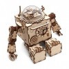 HIZQ Puzzle 3D, ModÈLe 3D en Bois Boîte À Musique Robot Puzzle A Encastrement Adulte Miniature MÉCanique, Jeu Educatif Enfant