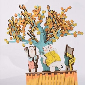 SHPEHP DIY Music Box 3D Puzzle Wood Model Kits Gift for Wife Build Rotating Maple Tree Craft Kits Unique Craftable Music Box 