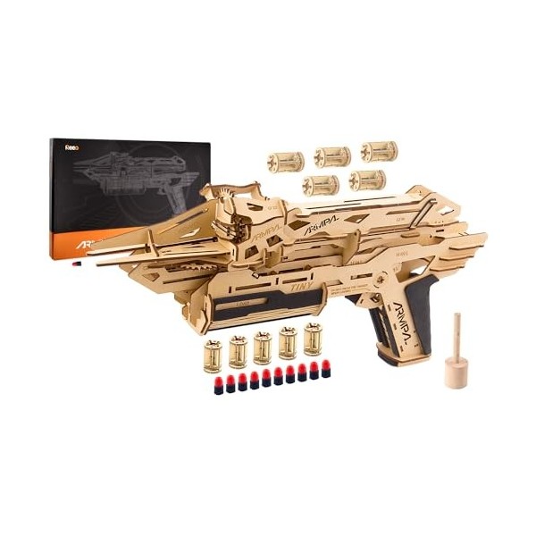 ARMPAL Puzzle 3D en Bois pour Adultes, Puzzle de Modèle Darme Mécanique, Kit de Construction pour Adolescents, 10 Pièces Mag