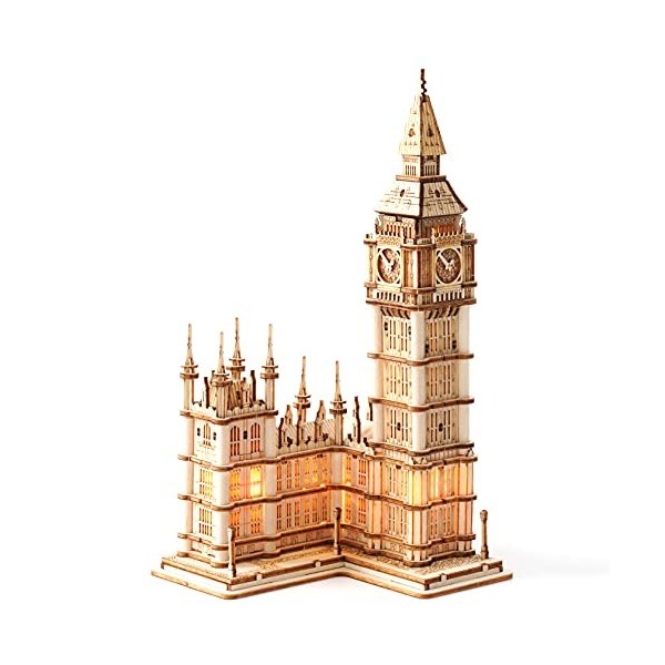 Rolife Puzzle en bois 3D Big Ben Craft Model Kits pour adultes à construire cadeau danniversaire pour la famille et les amis