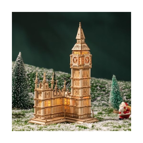 Rolife Puzzle en bois 3D Big Ben Craft Model Kits pour adultes à construire cadeau danniversaire pour la famille et les amis