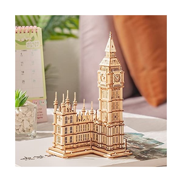 Rowood Puzzle 3D en bois pour adultes - Kit dartisanat pour adultes à partir de 14 ans - Big Ben avec LED