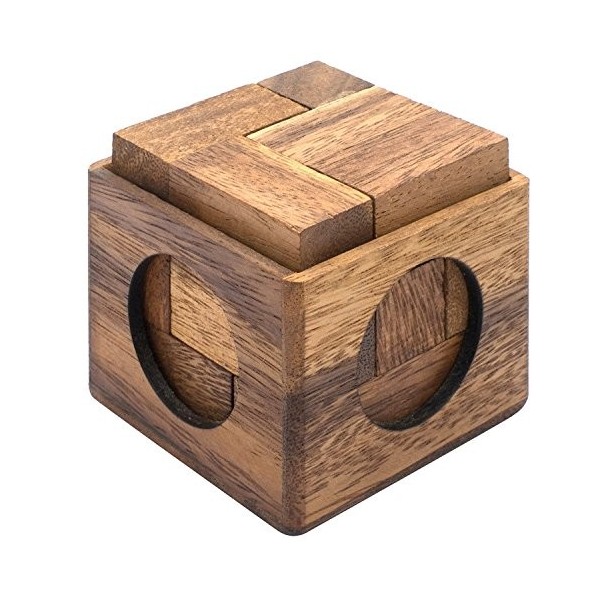Cube Puzzle: Taquin du Cerveau 3D Fait à la Main - Bois Puzzle 3D - Casse Tete Jeu de logique. Puzzle 3D pour Enfants Adulte 