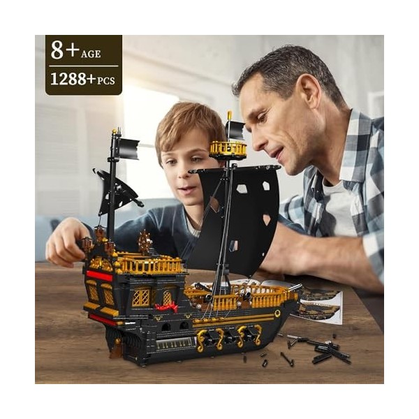 Mold King 13083 Pirate Ship Building Toy Set pour Les Enfants/Adultes de 8 Ans et Plus, 1288 Pirate Ship Building Block Set, 