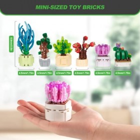 AOUNTRON Ensemble de construction pour plantes grasses - Décoration de bureau - Modèle bonsaï en briques - Cadeau à faire soi