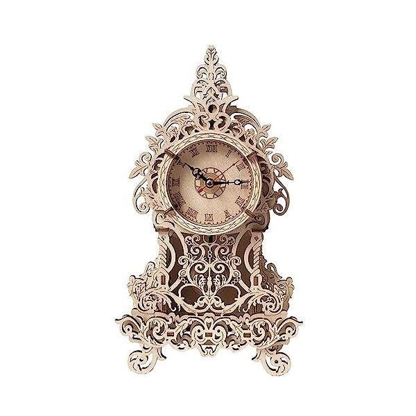 KaAfaL Pendule Horloge 3D Puzzle Stéréoscopique en Bois Assemblage Créatif Difficile Modèles Rétro, Pièces Dameublement en F